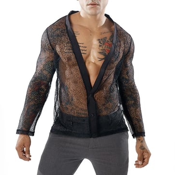 V-neck Mesh Rave Shirt in White on model at a festival | Ravers Co