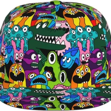 Angled side view of the Trippy Creature Rave Hat on a white background | Ravers Co