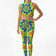 Flower Power Rave Set - front view of model wearing psychedelic rainbow crop top and leggings | Ravers Co