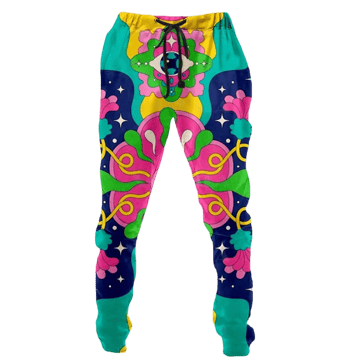 Close-up of the lightweight broadcloth fabric on the Trippy Eye Dancing Trousers | Ravers Co