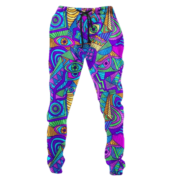 Watch Me Dance Trousers - full-length view with trippy pattern | Ravers Co