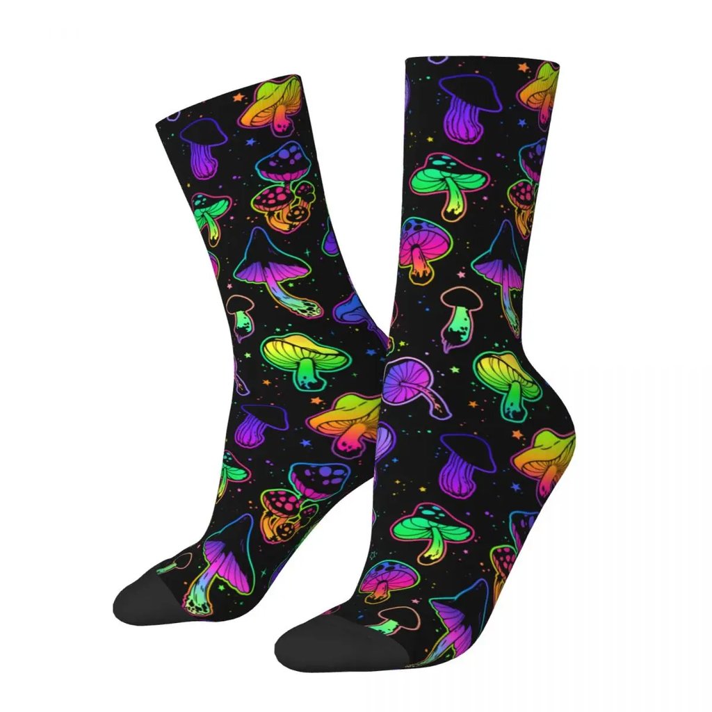 Psychedelic Mushrooms Socks - front view on white background | Ravers Co