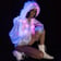 LED Holographic Fur Jacket on a model, front view with lights on | Ravers Co