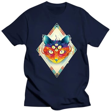 A picture of the navy coloured All Seeing Cat T-Shirt